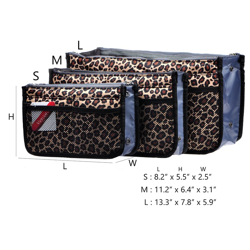 Vercord Purse Organizer,Insert Handbag Organizer Bag in Bag Leopard S