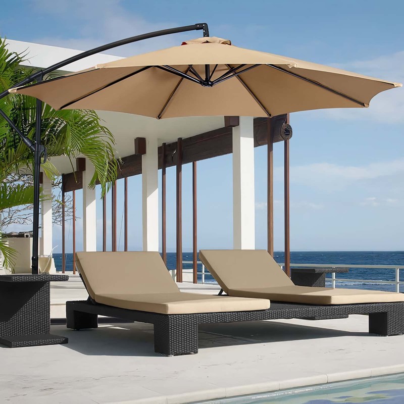 GLDDFDG 10ft 8 Ribs Patio Umbrella Canopy, Taupe, Heavy-Duty Polyester