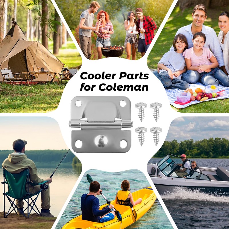 4PCS Cooler Hinge for Coleman, Stainless Steel Hinges Replacement with