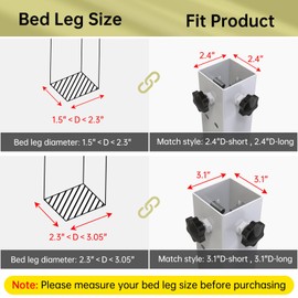 FOROIRON 4 Pack Carbon Steel Dorm Bed Risers 3.15" Diameter Metal Bed Riser Tall Bed Riser for College Dorm Wooden Bed Frame, Table Adjust Height 3.2", 5.1"(Fit for Bed Leg 2.3-3.1")