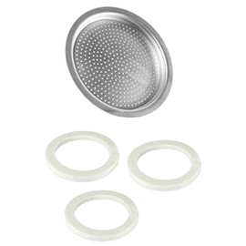 Univen 2.5" (64mm) Espresso Filter and Gasket Seals Compatible with Bialetti 6 Cup Aluminum Espresso Makers