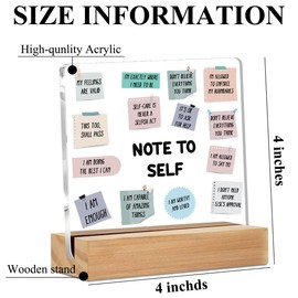 Note to Self Motivational Acrylic Sign, Mental Health Gifts for Women Men Psychologist Counselor, Acrylic Plaque Desk Decor, Shelf Cubicle Decor for Counseling Office Therapy Desktop Art Decoration
