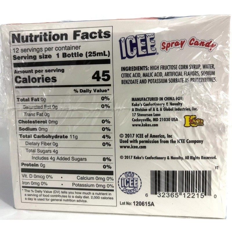Koko's Confectionery ICEE Spray Candy Koko's 12 Count Box Cherry