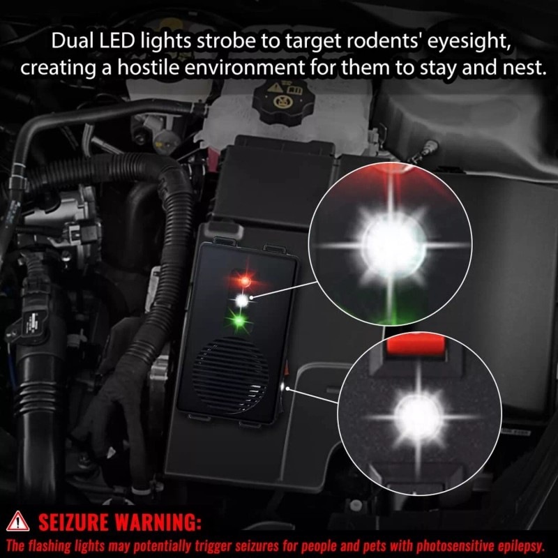 Loraffe Rodent Repellent Ultrasonic Under Hood Animal Repeller Battery Operated