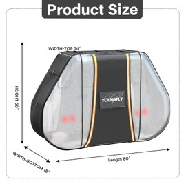 YOUNGFLY Bike Cover for Transport On Rack, Bike Covers Outdoor Storage Waterproof 2 Bikes, 600D Heavy Duty Bicycle Cover with Two Elastic Straps and License Plate Window, Visible Tail Lights