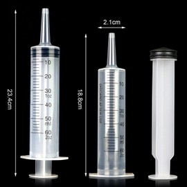 HAKACC Syringe for Liquid, 3 Pack 60ml Plastic Syringe Catheter Tip No Needle, Measuring Syringes for Pet Feeding Garden Craft Lab