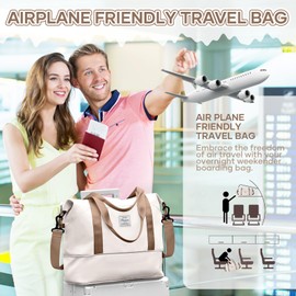 Ryanair Women's Travel Bag 40 x 20 x 25 cm Hand Luggage Bag Weekender Bag Swimming Bag Waterproof Travel Bag Duffle Bag Fitness Bag Training Bag Women for Travel Gym, A11-Beige Brown, Travel luggage