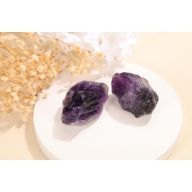 Jovivi 2pcs Raw Amethyst Crystals,Large 1.6-2.2" Healing Crystals Natural Rough Stones Crystal for Tumbling, Cabbing, Home Decoration, Polishing, Wicca & Reiki