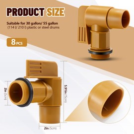 Cinnvoice 8 Pcs Polyethylene Drum Spigot with EPDM Gasket 2" Male Barrel Faucet Polyethylene Faucet Tap Replacement for 30 & 55 Gallon Plastic or Steel Drums (Brown)