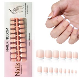 EternalClassic White French Tip Press on Nails Short Square Fake Nails, 150pcs French Gel Nail Tips Nude Nail Press ons, Short Press on Nails Square False Nails Stick on Nails for Nail Extension