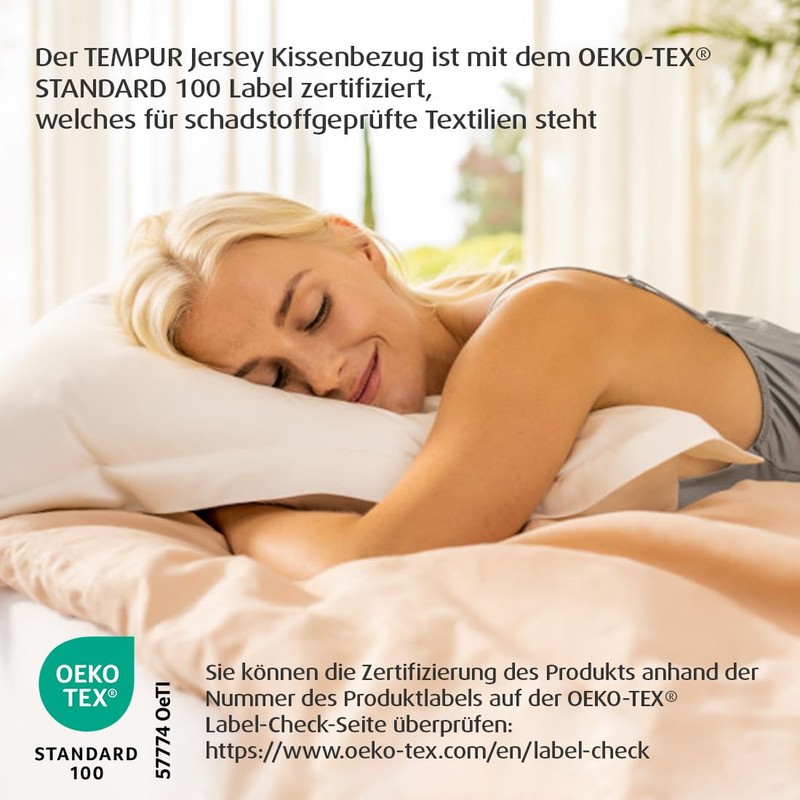 TEMPUR Jersey Pillowcase with Zip for Symphony Sleeping Pillow, One