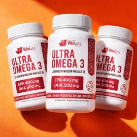 3 Frascos Ultra Omega 3 Nutrientes Vidalabs México Epa Y Dha Sabor Sin sabor                                                                          