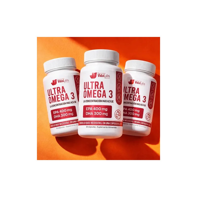 3 Frascos Ultra Omega 3 Nutrientes Vidalabs México Epa Y