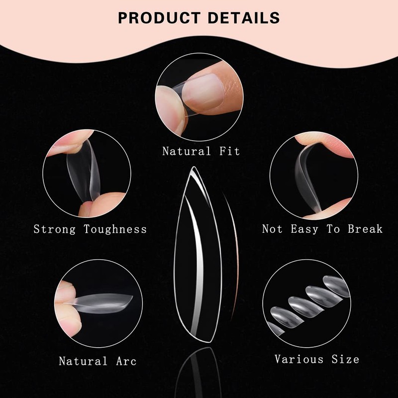 Sethexy Short Oval False Nails 500Pcs 10Sizes Full Cover Art