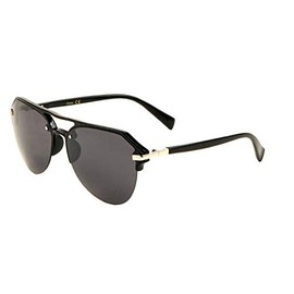 Dweebzilla Luxury Half Rim Retro Pilot Aviator Sunglasses (Black & Silver Frame, Black Super Dark Lenses)