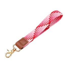 uxcell Wrist Lanyard Keychain, 200mm Braided Wristlet Strap with Gold Clasp, Hand Key Holders Lanyard for Women Men Car Keys ID Badges Card Wallet, Strawberry Red