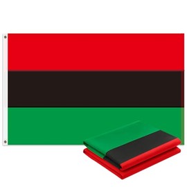 Pan-African Flag 3x5 FT Heavy Duty Outdoor, Sewn Stripes UNIA Black Liberation Flags Juneteenth | 210D Red Black Green Stripes | Brass Grommets and 4 Stitch Hemming | Afro American Flags for Outside