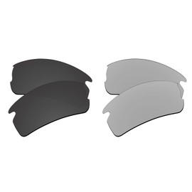 EZReplace Replacement Lenses for Oakley Flak 2.0 OO9295 Sunglasses (Polarized Lenses), Charcoal black + metal silver
