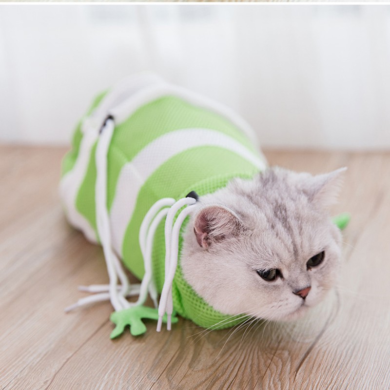 Cat Bathing Bag Multifunctional Prevent Scratch 3 Layer Fabric Removable
