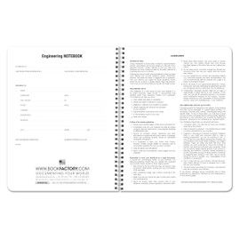 BookFactoryEngineering Notebook/White Engineering Notebook - Professional Grade - 100 Pages, 8.5'' x 11'' Wire-O, ENG-100-7GW-PPW(ENGINEERING-NOTEBOOK)