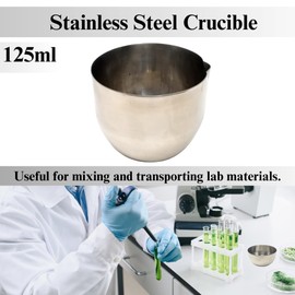 Stainless Steel Mixing Bowl Cups Laboratory Crucibles with Spout Lip for Precise Pouring, Preparing & Mixing Materials Science Lab School Students (125ml)