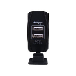 DC 12V-24V USB Car Charger, LED Dual USB Car Charger Blue Carling ARB Rocker Switch 5V 3.1a Car Interior Equipment
