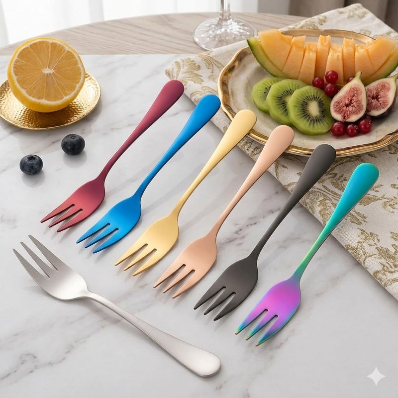 Set da 7 Forchette da Dessert in Acciaio Inox 18/10,