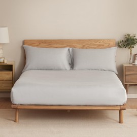 DAPU 100% French Linen Fitted Sheet Mattress Cover (1 Piece) with 16 Inch Deep Pocket, Pure Natural French Flax from Normandy, Ultra Soft, Breathable and Durable (Fog Gray, King).