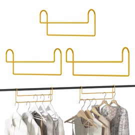 Karlliu 3 Pack 12 Inch Space Saving Hangers Magic Hanger for Sorting Clothes Storage Metal Sturdy Smart Hangers for Heavy Duty Closet Organizers - Gold