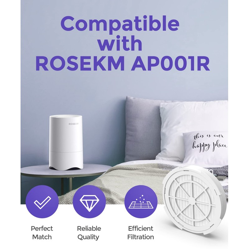 ROSEKM 1-Year Pack Air Purifier Replacement Filter for AP001R, True