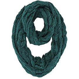 Green Winter Bubble Knit Infinity Circle Scarf