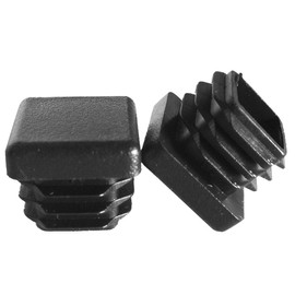 Prescott Plastics 3/4” (19.05mm) Outer Perimeter Ribbed Plastic Hole Plugs, Square Black Metal Tubing End Caps, Strong Furniture Leg Inserts, Impact & Weather Resistant, Made in The USA - 20 Pack