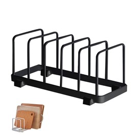 Koomuao Schrank-Geschirrregal, Tellerhalter Vertikales aus Edelstahl, Tellerständer,Abtropfgestell 5 Fächer Organizer für Topfdeckel, Teller, Schneidebretter, Serviertabletts (Schwarz)