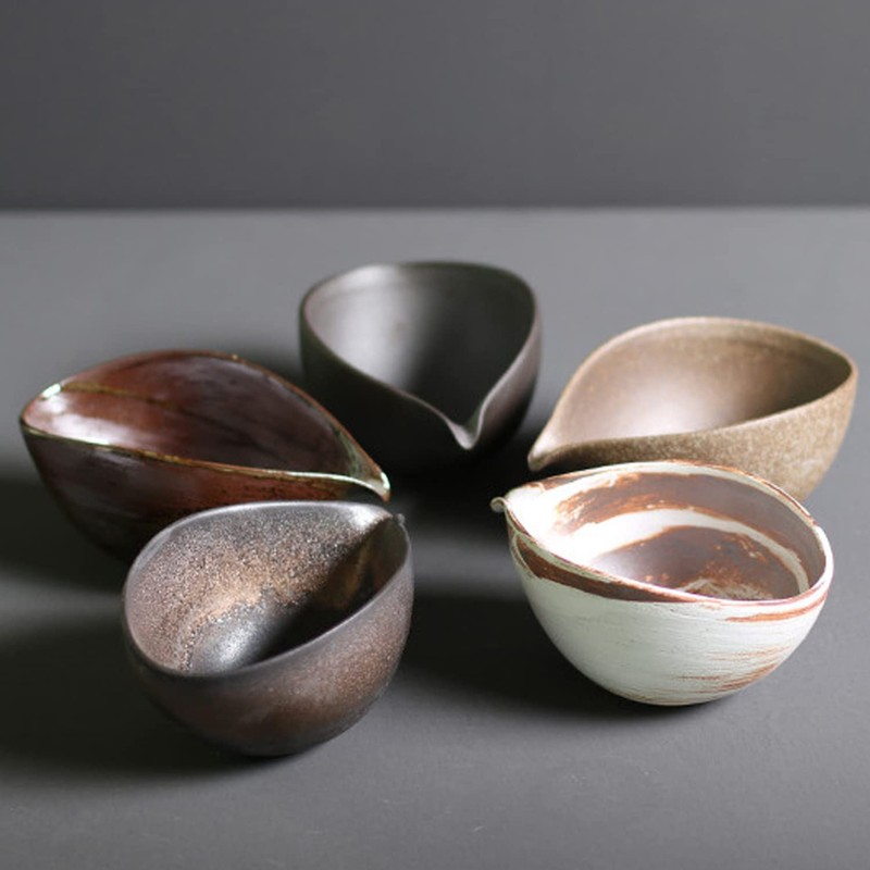 Katakuchi Ball Medium Bizen Style Matcha Bowl, 6.1 fl oz