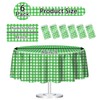 HEIPINIUYE 6 Pack Green and White Round Checkered Tablecloth 84