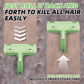 Resuable Pet Hair Remover Cat & Dog Fur Lint Roller for Furniture & Clothing (Green)