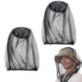 2pcs Mosquito Head Net Mesh Hat, Midge Nets For Head, Midge Nets For Head, Net Mesh Nylon Mosquito Head Net For Outdoor Hiking Camping Climbing Fishing and Walking