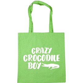 Hippowarehouse Crazy crocodile boy Tote Shopping Gym Beach Bag 42cm x38cm, 10 litres
