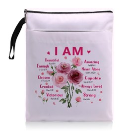 Book Sleeve for Book Lovers Gifts Book Cover Book Protector Bookish Things Bookworm Gifts for Book Lover Christian Gifts for Women Birthday Mother's Day Gifts - I AM Strong