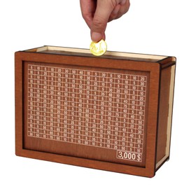 XINQUILIFY Money Vault,Cash Vault Wooden Savings Box,Cash Saver Box,10000 Savings Challenge Box (3000)