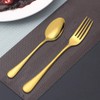 Set of 12, Gold Plated Stainless Steel Dinner Forks and