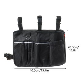 Klmnop Walker Bag, Multi Pockets Walker Basket with Cup Holder, Walker Pouch for Folding Walker, Walker Accessories for Seniors, Elderly(Black)