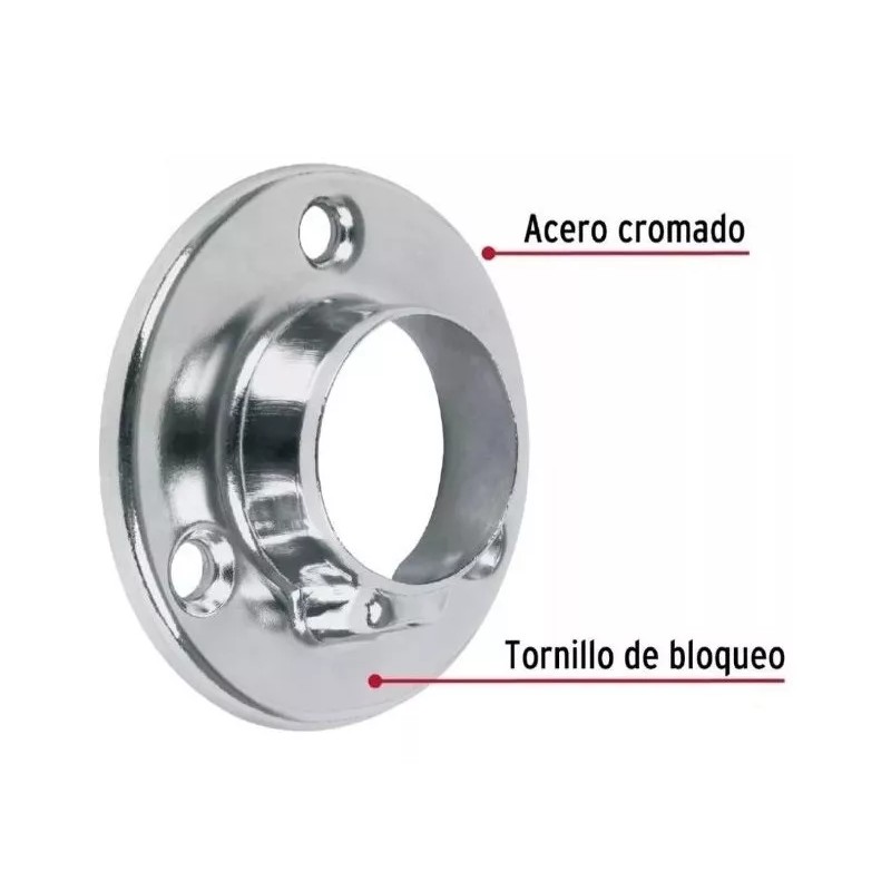 HERRAJES GA Brida Cromada Para Tubo Redondo De Closet 40