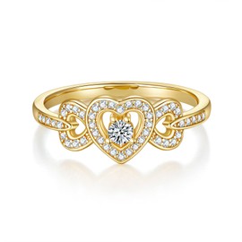 MINDDHA 14K Gold Plated Infinity Rings for Women, Heart Infinity Promise Ring, Stackable CZ Simulated Diamond Eternity Bands, Dainty Open, Minimalist Knuckle Rings, Non Tarnish Comfort Fit - Size 4-12