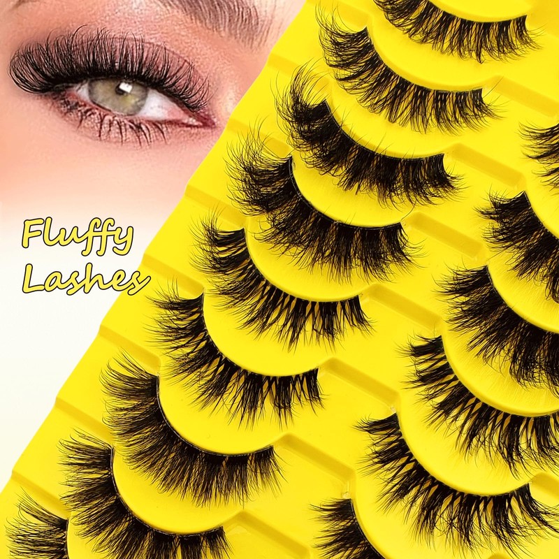 10 Pairs 5 Styles Mixed Clear Band Artificial Eyelashes Cat