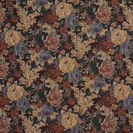 Red and Green Floral Tapestry Upholstery Fabric by The Yard - SKU: Emmett Burgundy
