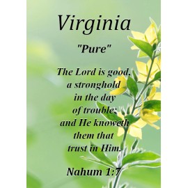 Virginia "Pure" Keepsake Name Meaning Card with Bible Verse
