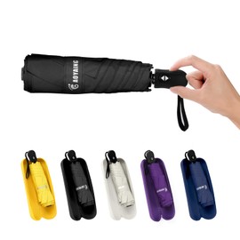 GAOYAING Automatic Mini Umbrella for Travel With Case,Compact Small Umbrella for Rain,Portable Auto Open/Close Folding Rain Umbrellas for Backpack,Pocket Lightweight Umbrella for Puse,UV Umbrellas for Sun Protection Parasol Black