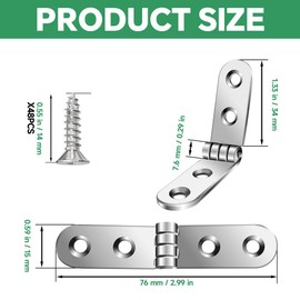 180 Degree Hinges Foldable, Pack of 12 Folding Hinge, Flap Hinge, Screw-On Hinges for Sewing Machine, Windows, Folding Table Cabinets, Table Furniture, Locker Doors