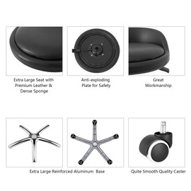 Grace & Grace Rolling Stool with Backrest Larger Seat Shop Stool Chair, Heavy Duty Stool with Wheels for Shop, Salon, Office and Home (without Footrest, Grey)